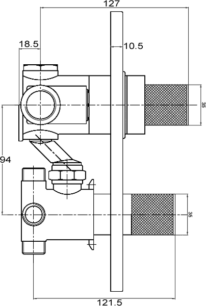 Additional image for Helix Triple thermostatic valve + slide rail & jets.