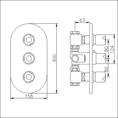 Additional image for Triple concealed thermostatic shower valve