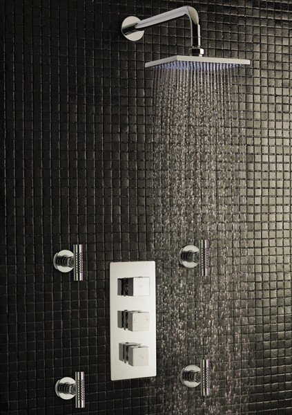 Additional image for Triple Concealed Thermostatic Shower Valve, Head & Jets.