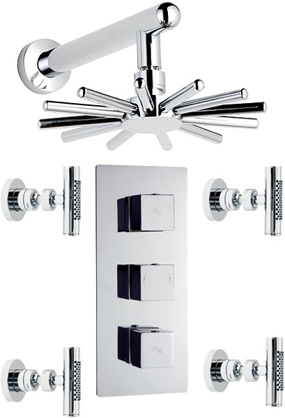 Additional image for Triple Concealed Thermostatic Shower Valve, Head & Jets.