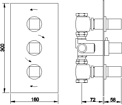 Additional image for Triple Concealed Thermostatic Shower Valve, Head & Jets.