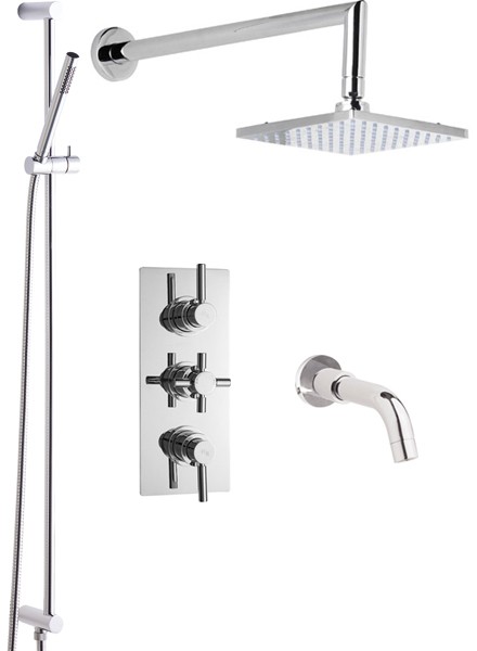 Additional image for Triple Thermostatic Shower Valve, Spout, Head & Slide Rail Kit.