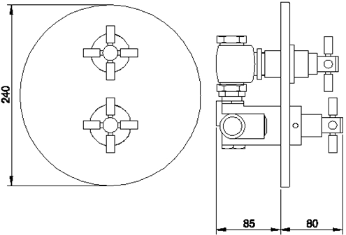 Additional image for Twin Thermostatic Shower Valve & 7" Fixed Shower Head.