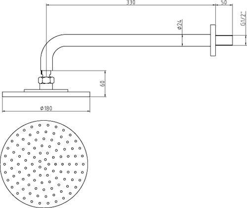 Additional image for Twin Thermostatic Shower Valve & 7" Fixed Shower Head.