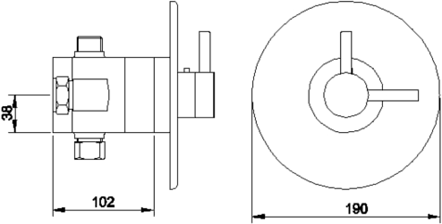 Additional image for Modula thermostatic concealed shower valve.