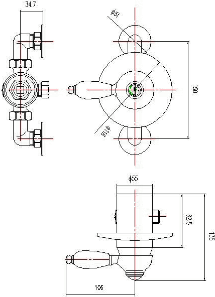 Additional image for 1/2"  Concealed Manual Shower Valve (Chrome).