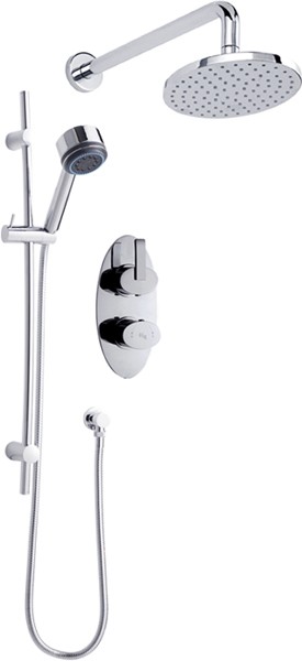 Additional image for Twin Thermostatic Shower Valve, Diverter, Head & Slide Rail.