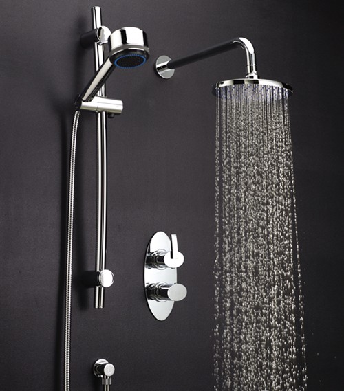 Additional image for Twin Thermostatic Shower Valve, Diverter, Head & Slide Rail.