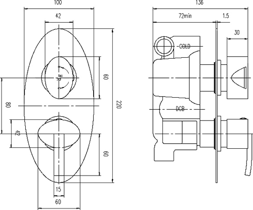 Additional image for Twin Thermostatic Shower Valve, Diverter, Head & Slide Rail.