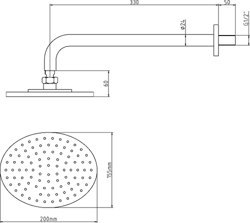 Additional image for Twin Thermostatic Shower Valve, Diverter, Head & Slide Rail.