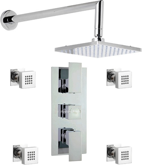 Additional image for Triple Thermostatic Shower Valve, Shower Head & Jets.