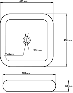 Additional image for Freestanding Square Vanity Basin 460x460mm (no faucet hole).