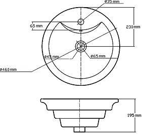 Additional image for Freestanding Round Vanity Basin 460mm Diameter (1 faucet hole).