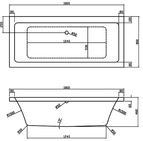 Additional image for Double Ended Acrylic Bath. 1800x800mm.