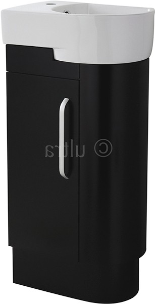 Additional image for Cloakroom Vanity Unit (Right Handed, Black). 410x850x270mm.