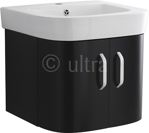Additional image for Wall Hung Vanity Unit With Ceramic Basin (Black). 500x450mm.