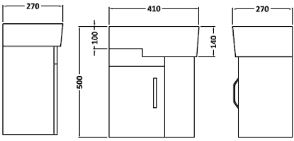 Additional image for Wall Hung Cloakroom Vanity Unit (Left Hand, White). 410x500mm.