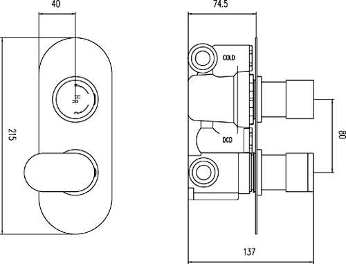 Additional image for 3/4" Twin Thermostatic Shower Valve With Diverter.