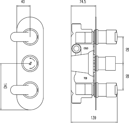 Additional image for Triple Concealed Thermostatic Shower Valve (Chrome).