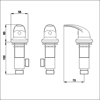 Additional image for Freeflow bath filler with pop up waste and overflow.