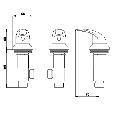 Additional image for Freeflow bath filler with pop up waste and overflow.