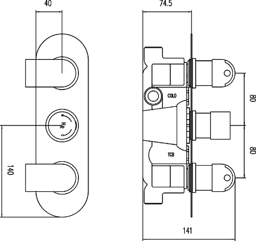 Additional image for Triple Concealed Thermostatic Shower Valve (Chrome).