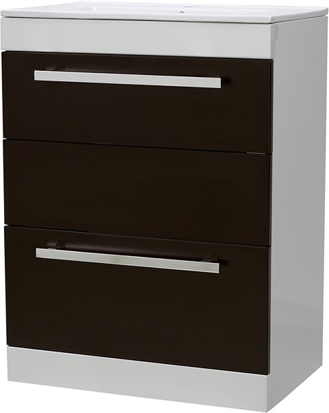 Additional image for Vanity Unit With Ceramic Basin (Ebony Brown). 600x800x400mm.