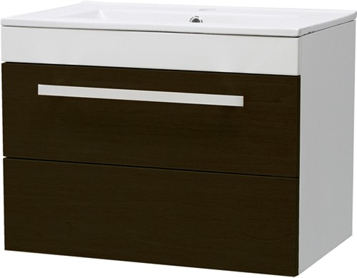 Additional image for Wall Hung Vanity Unit, Drawer & Basin (Ebony Brown). 600x450mm