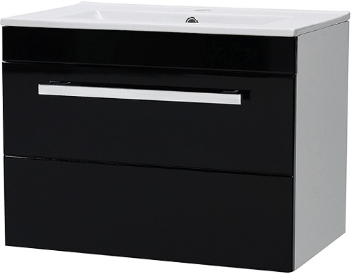 Additional image for Wall Hung Vanity Unit With Drawer & Basin (Black). 600x450mm.