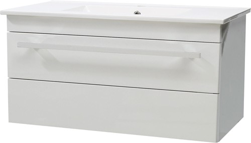 Additional image for Wall Hung Vanity Unit, Drawer & Basin (White). 800x450mm.