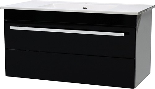 Additional image for Wall Hung Vanity Unit With Drawer & Basin (Black). 800x450mm.