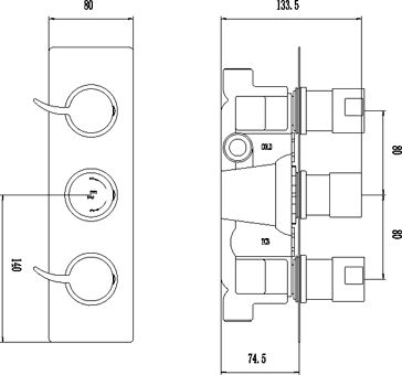 Additional image for Triple Concealed Thermostatic Shower Valve (Chrome).