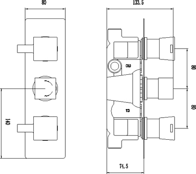 Additional image for Triple Concealed Thermostatic Shower Valve.