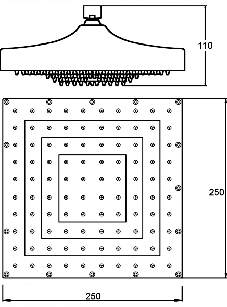 Additional image for Helix Square Shower Head (Chrome). 250x250mm.
