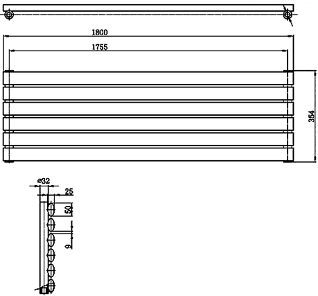 Additional image for Revive Radiator (White). 1800x354mm. 3030 BTU.