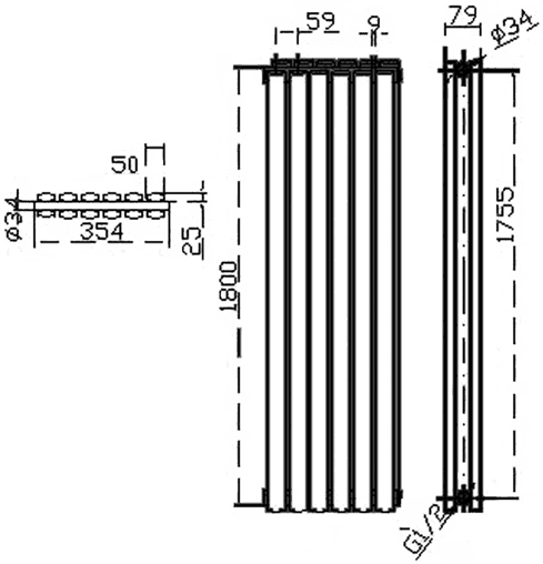 Additional image for Revive Radiator (White). 1800x354mm. 5964 BTU.