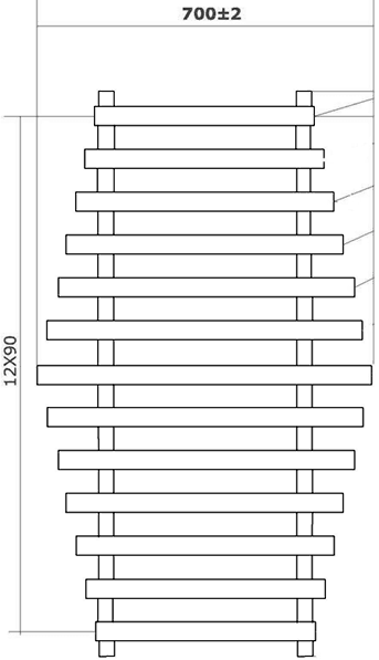 Additional image for Tate Radiator (Chrome). 700x1200mm. 1517 BTU.