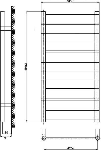 Additional image for Yukon Radiator (Chrome). 500x950mm.