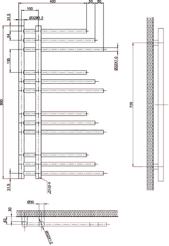 Additional image for Finesse Designer Radiator (Stainless Steel). 500x900.