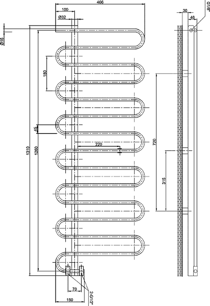 Additional image for Finesse Designer Radiator (Stainless Steel). 466x1310.