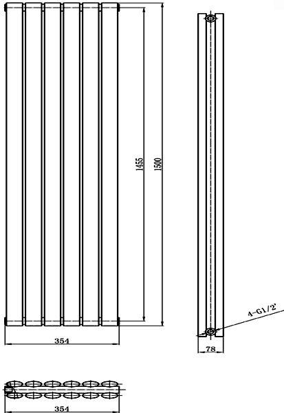 Additional image for Revive Radiator (Anthracite). 1500x354mm. 4708 BTU.