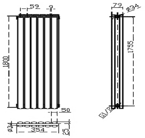 Additional image for Revive Radiator (Anthracite). 1800x354mm. 5786 BTU.