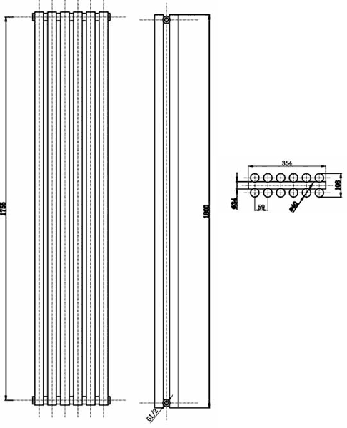 Additional image for Savy Double Radiator (Black). 354x1800mm.