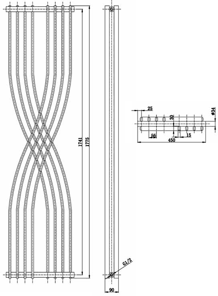 Additional image for Xcite Designer Radiator (Black). 450x1775mm.