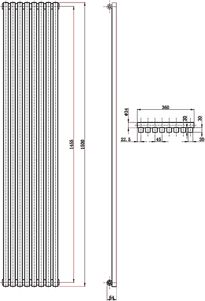 Additional image for Kenetic Radiator (Black). 360x1500mm.