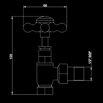 Additional image for Cross top traditional radiator valves (pair, chrome)