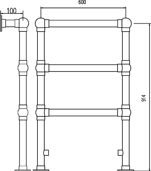 Additional image for Countess heated towel rail (chrome). 660x940mm. 864 BTU