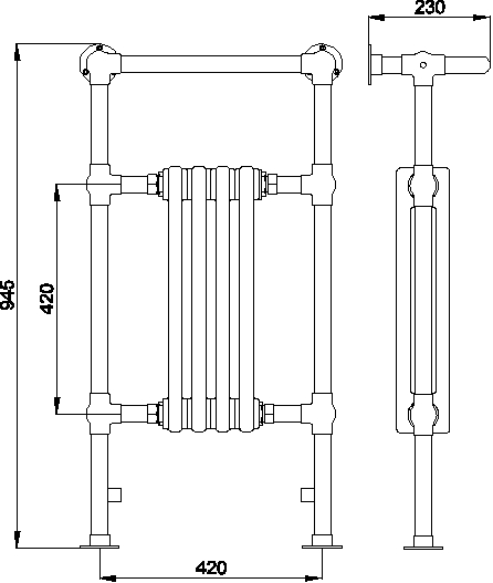 Additional image for Earl Radiator (Chrome). 495x945mm. 1874 BTU.