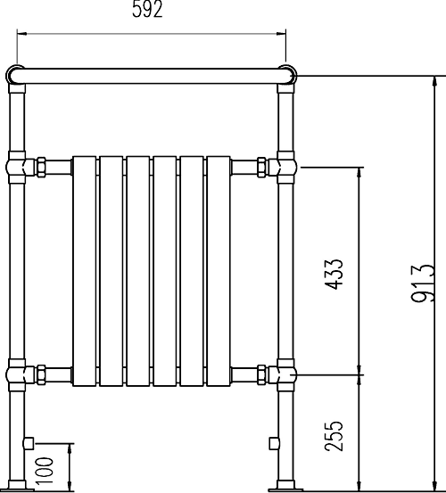 Additional image for President Heated Towel Rail (chrome). 640x945mm. 3520 BTU