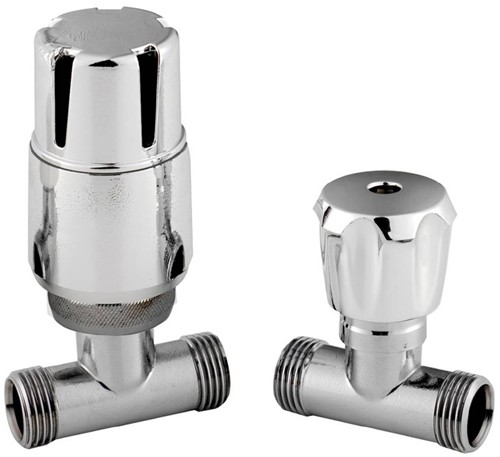 Additional image for Straight Thermostatic Radiator Valve Pack (chrome).